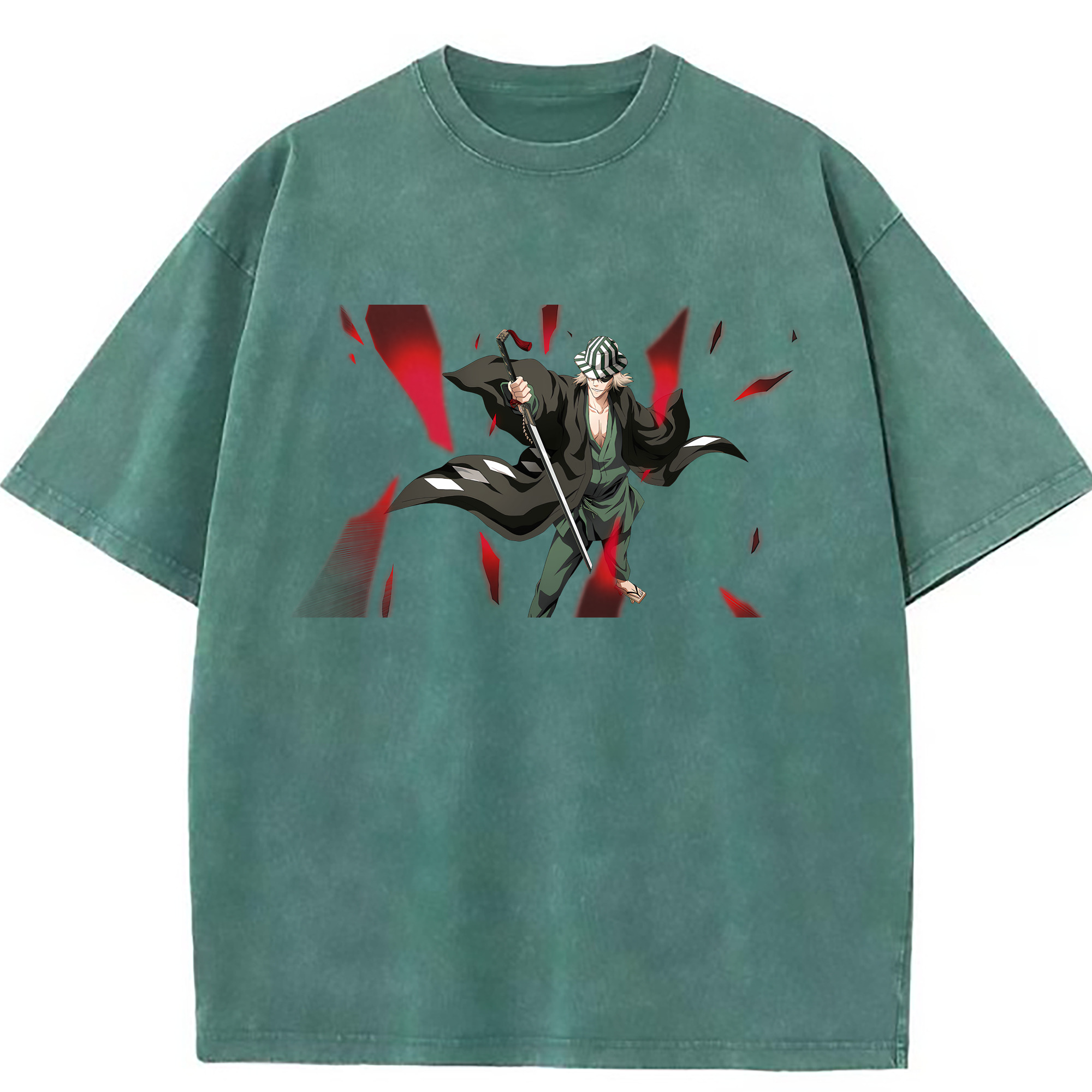 （画像用） "ブリーチ 浦原 喜助（うらはら きすけ） BLEACH Urahara Kisuke " 綿100% ヴィンテージ風 半袖Tシャツ（フロントプリント）